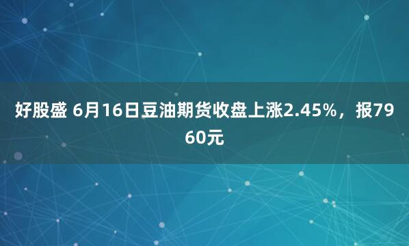 好股盛 6月16日豆油期货收盘上涨2.45%，报7960元